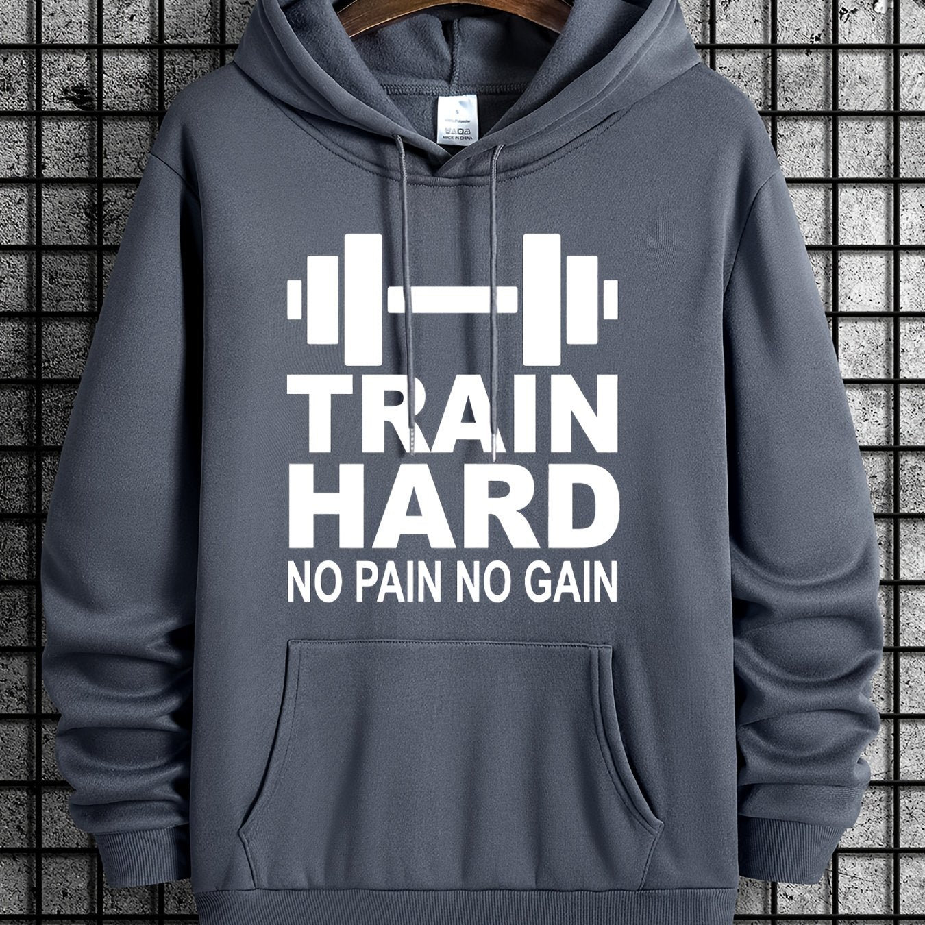 Men's Train Hard No Pain No Gain Motivational Gym Hoodie