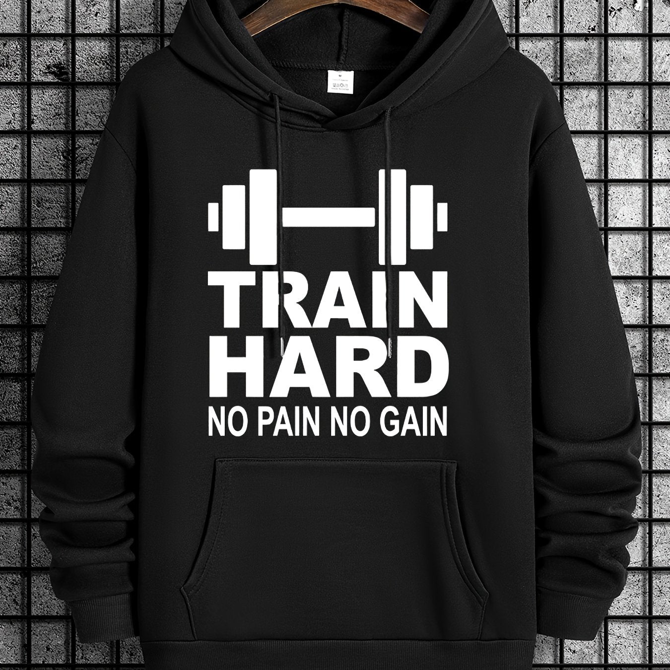 Men's Train Hard No Pain No Gain Motivational Gym Hoodie