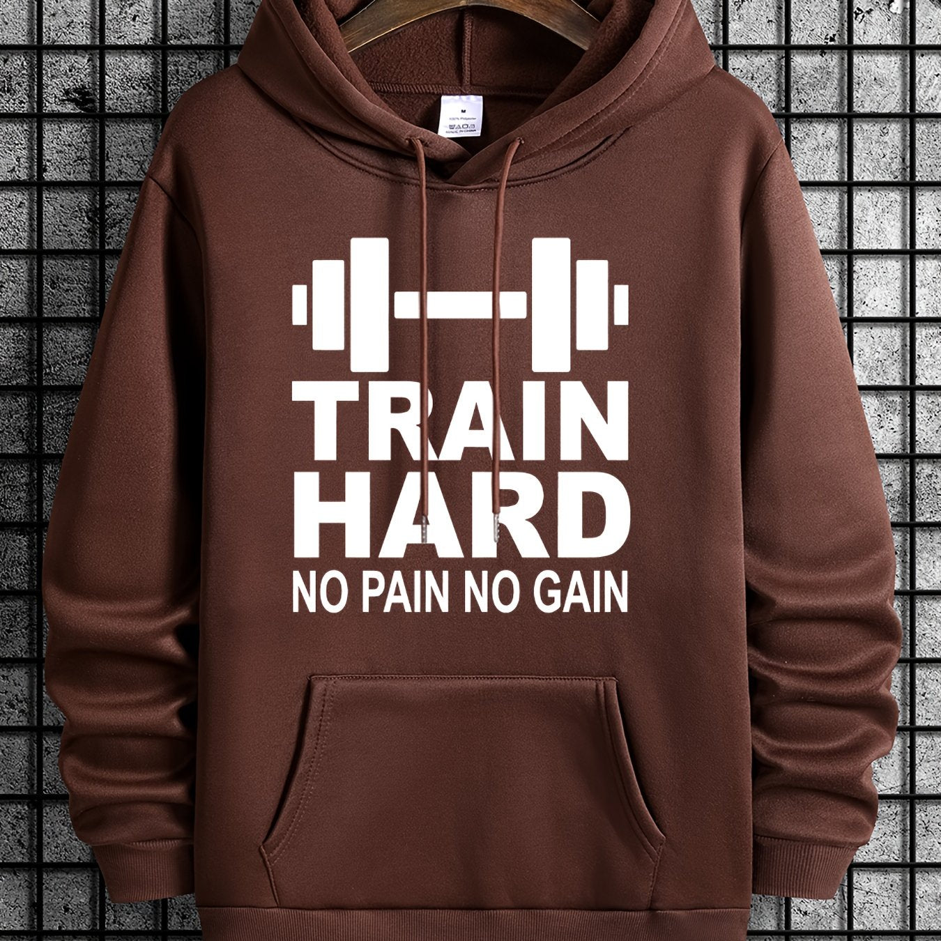 Men's Train Hard No Pain No Gain Motivational Gym Hoodie