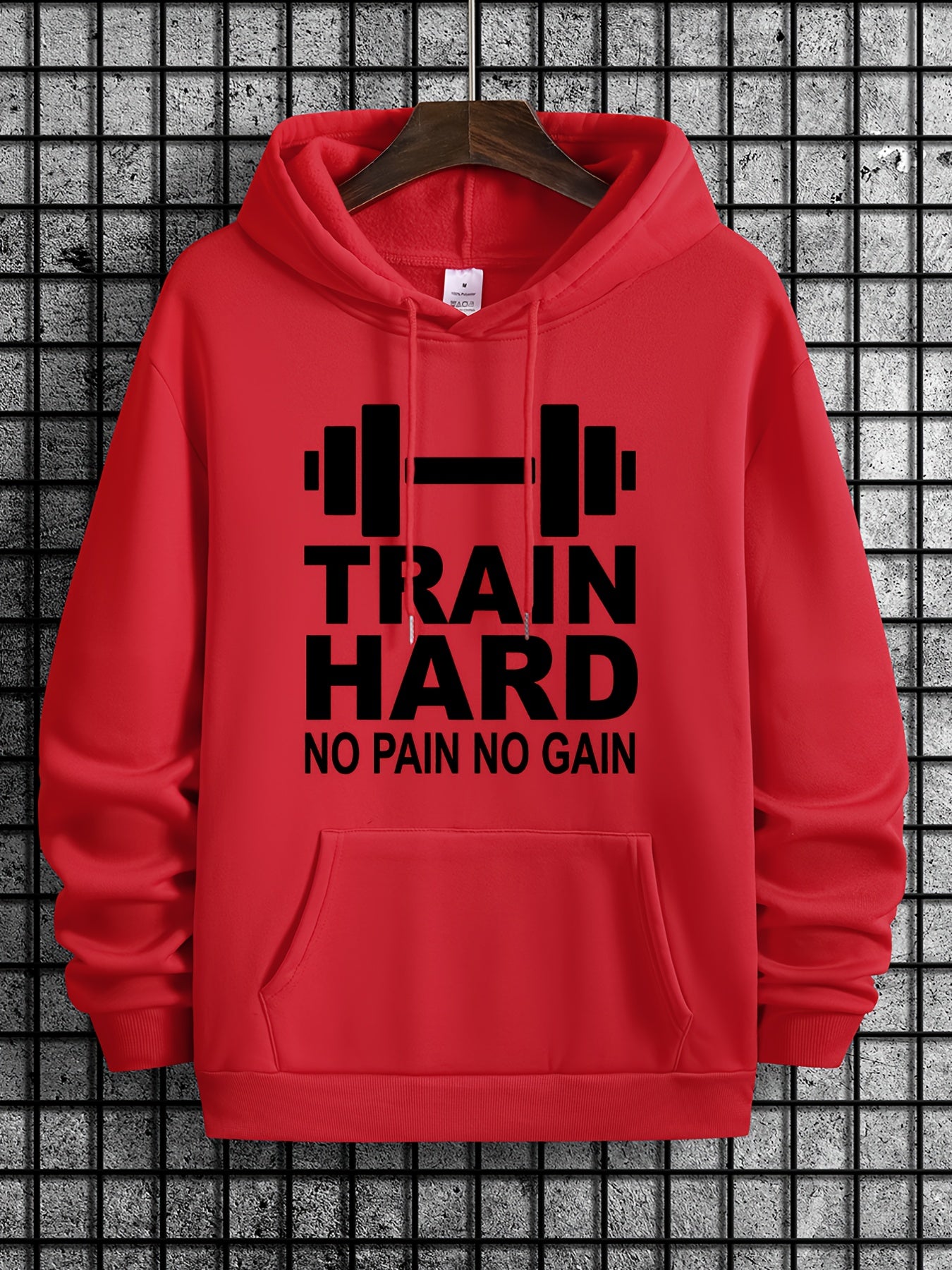 Men's Train Hard No Pain No Gain Motivational Gym Hoodie
