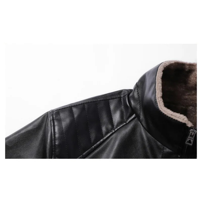 Men's Solid Color Leather Jacket