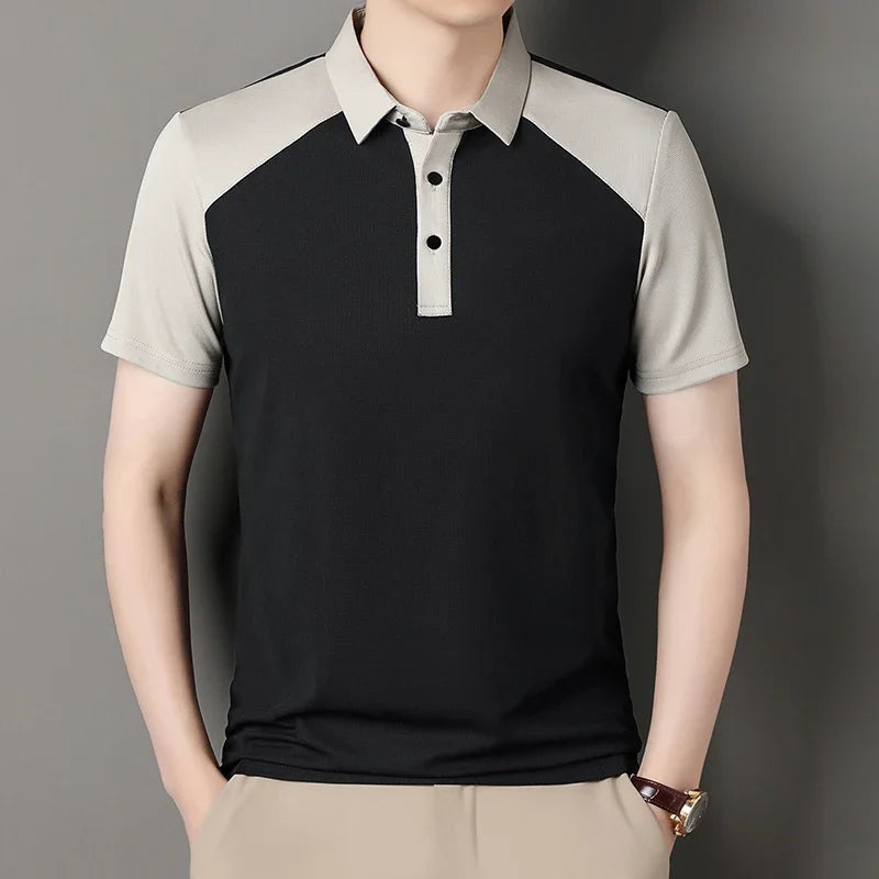Splicing Short Sleeve Polo Shirt