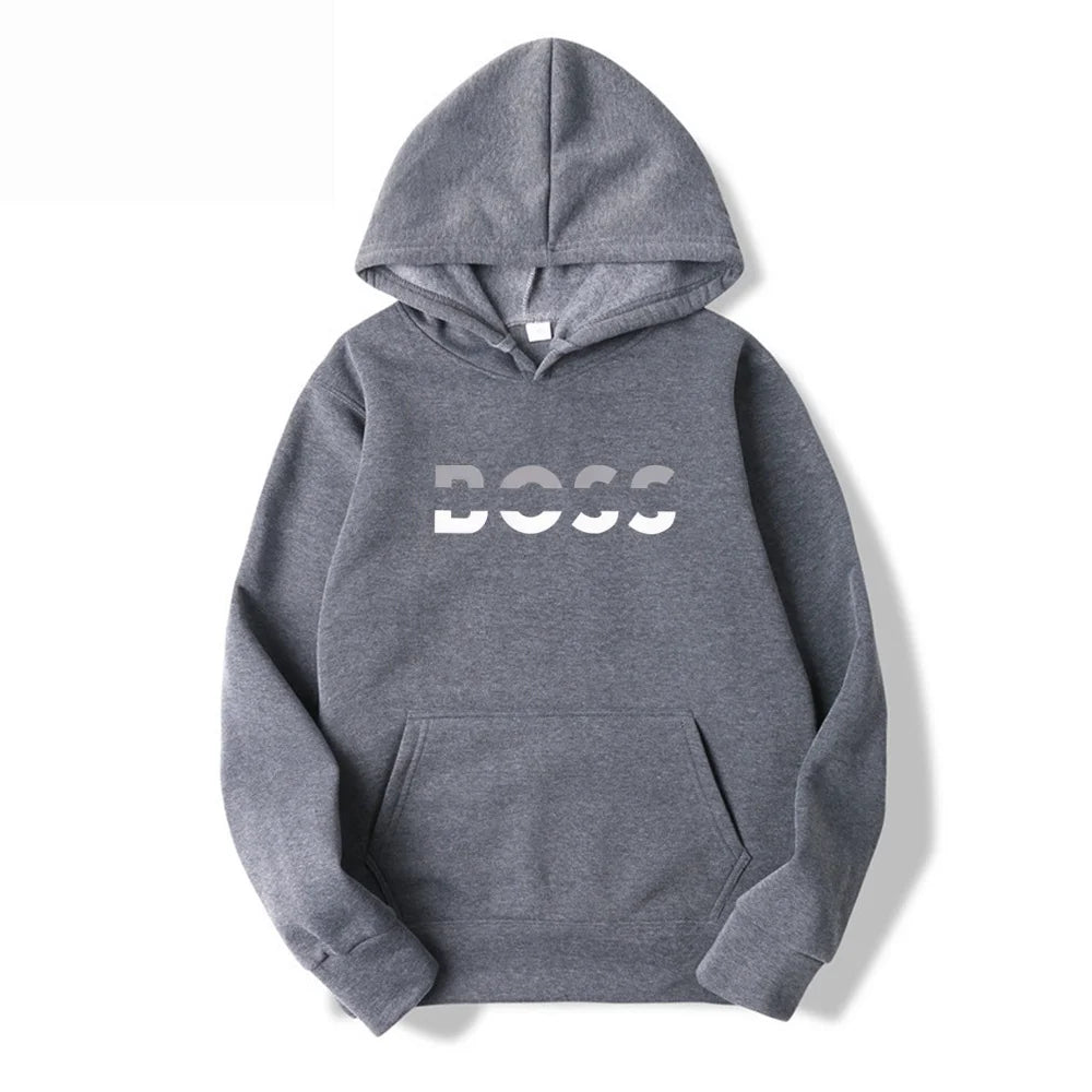 Men's solid color printed Hoodie
