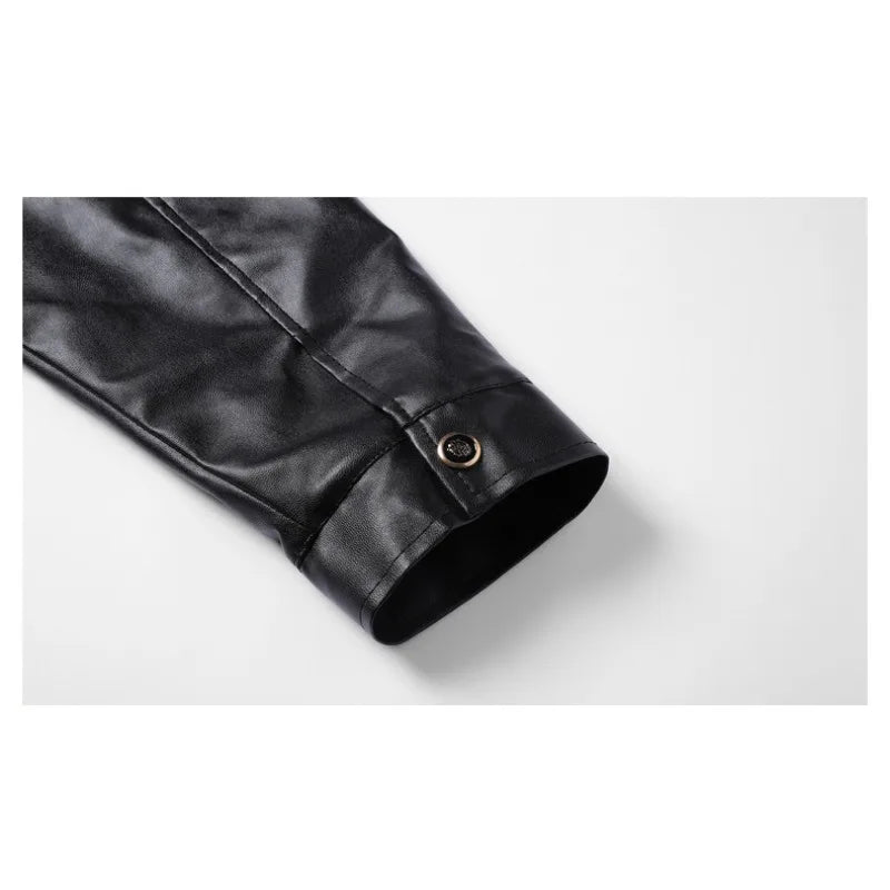 Men's Solid Color Leather Jacket