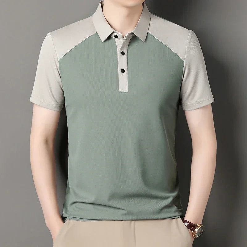 Splicing Short Sleeve Polo Shirt