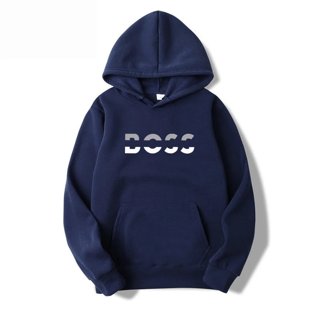 Men's solid color printed Hoodie
