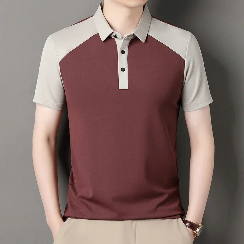 Splicing Short Sleeve Polo Shirt