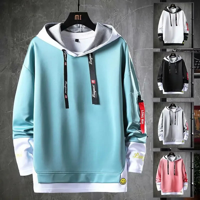 Men's Trendy Two-Piece Illusion Hoodie