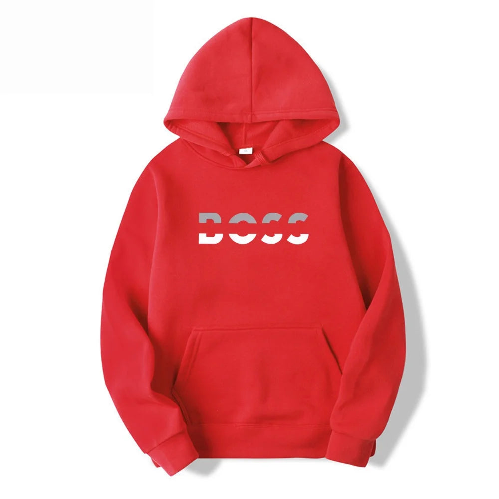 Men's solid color printed Hoodie