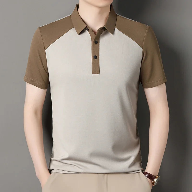 Splicing Short Sleeve Polo Shirt