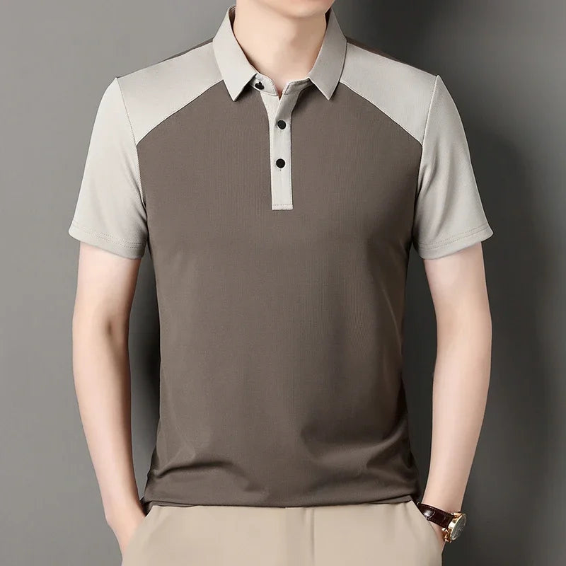 Splicing Short Sleeve Polo Shirt