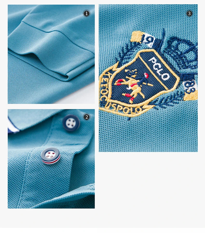 Men's Embroidery Long Sleeve Polo Shirt