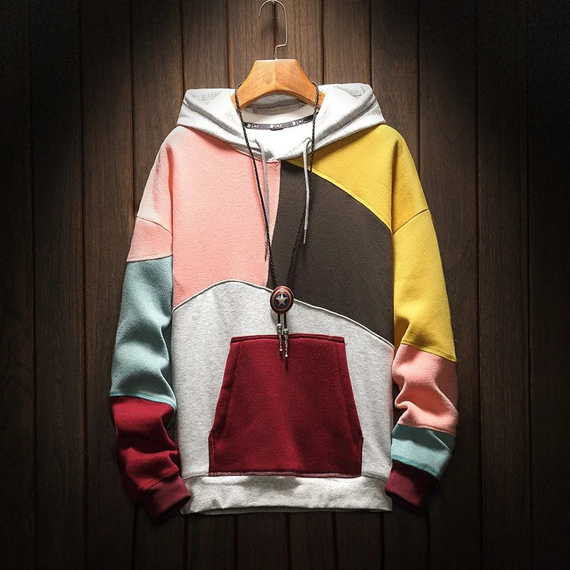 Men's Color Block Patchwork Hoodie
