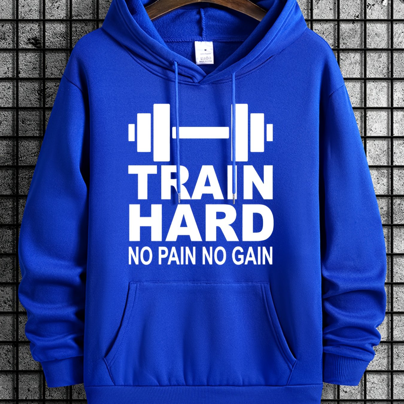 Men's Train Hard No Pain No Gain Motivational Gym Hoodie