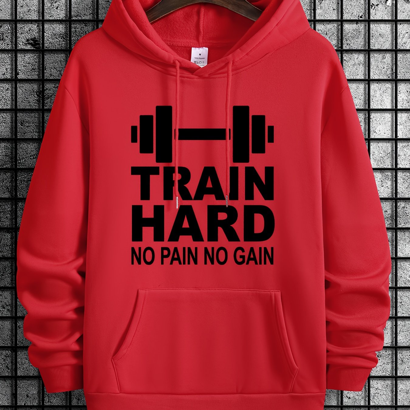 Men's Train Hard No Pain No Gain Motivational Gym Hoodie