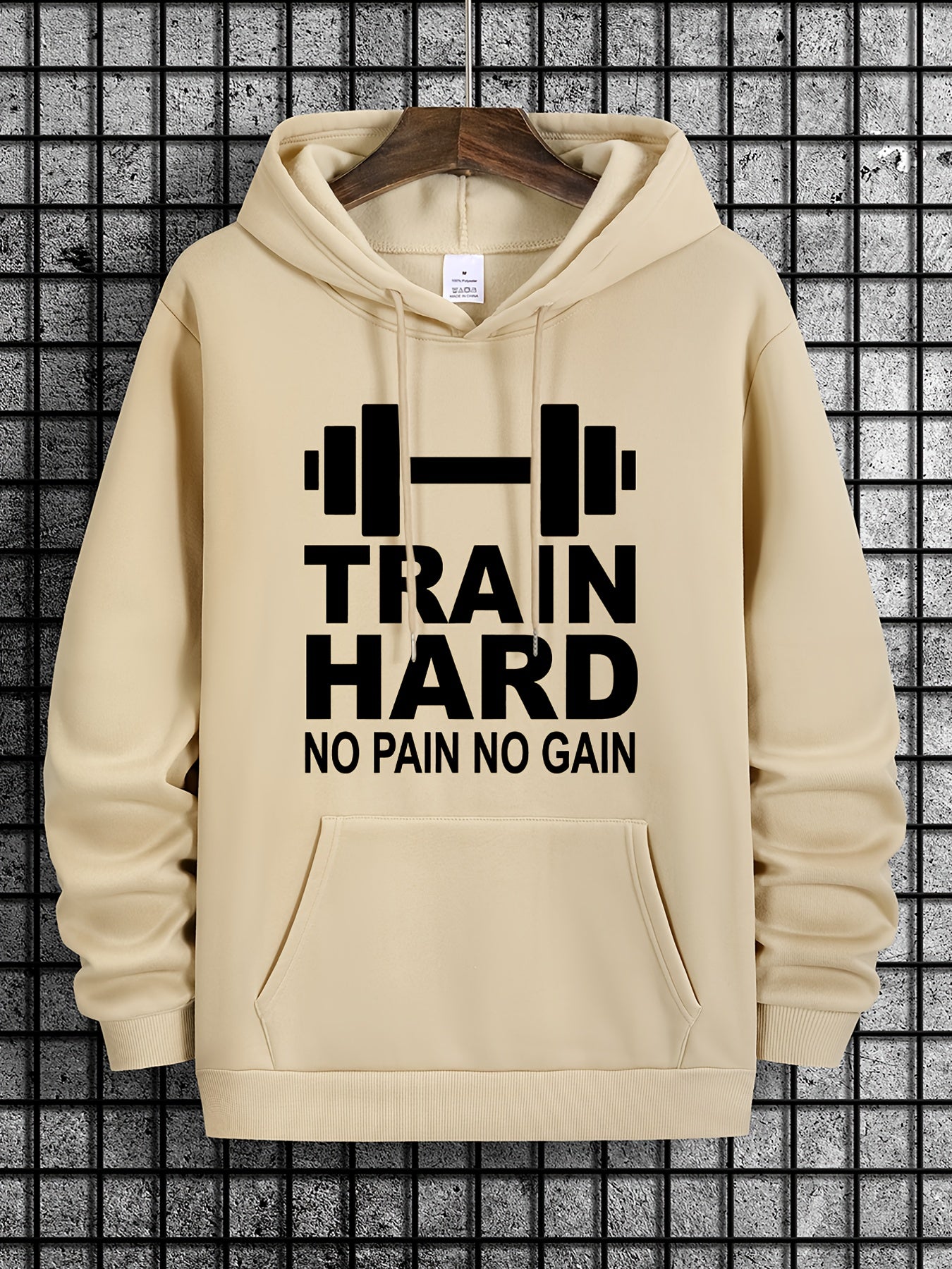 Men's Train Hard No Pain No Gain Motivational Gym Hoodie