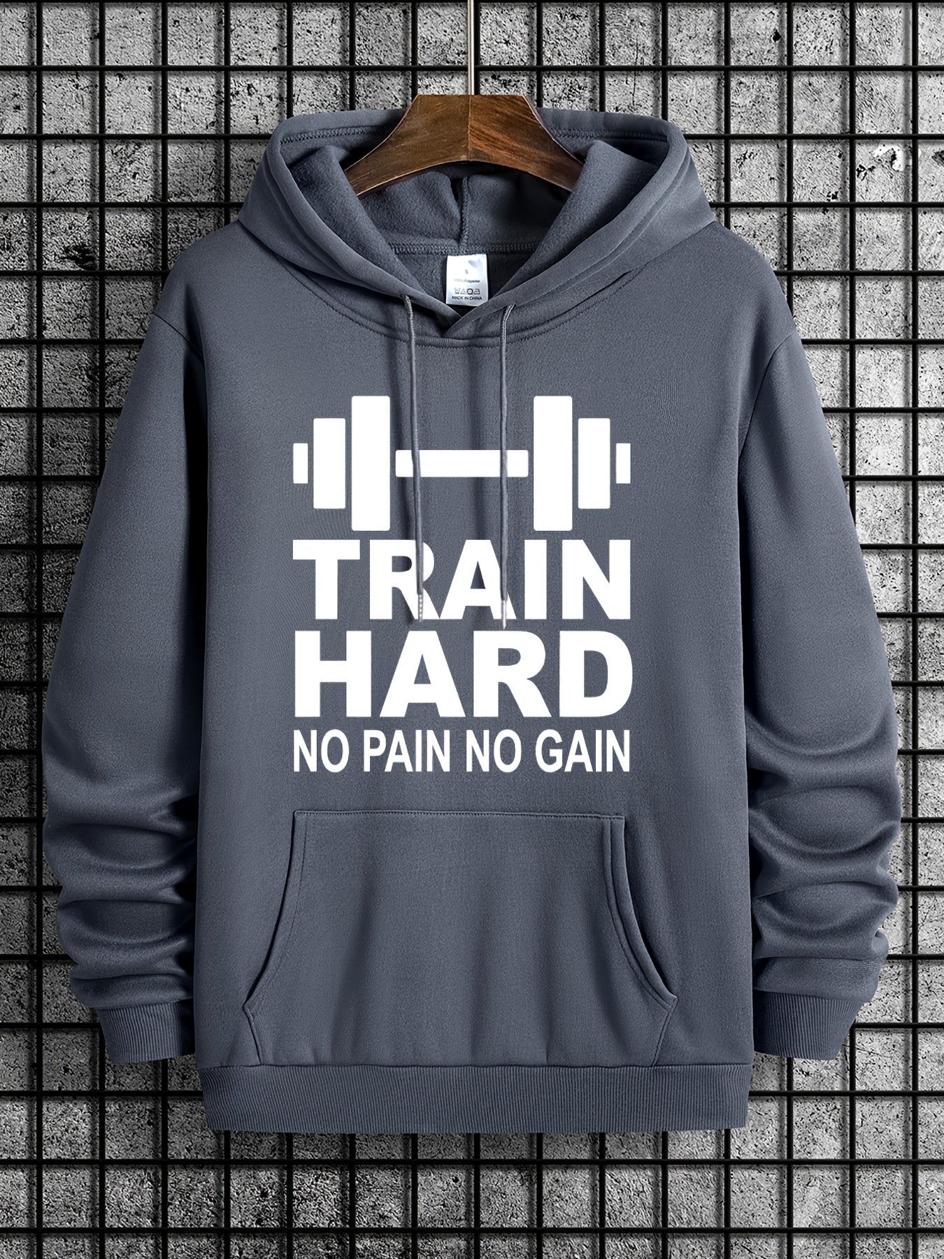 Men's Train Hard No Pain No Gain Motivational Gym Hoodie